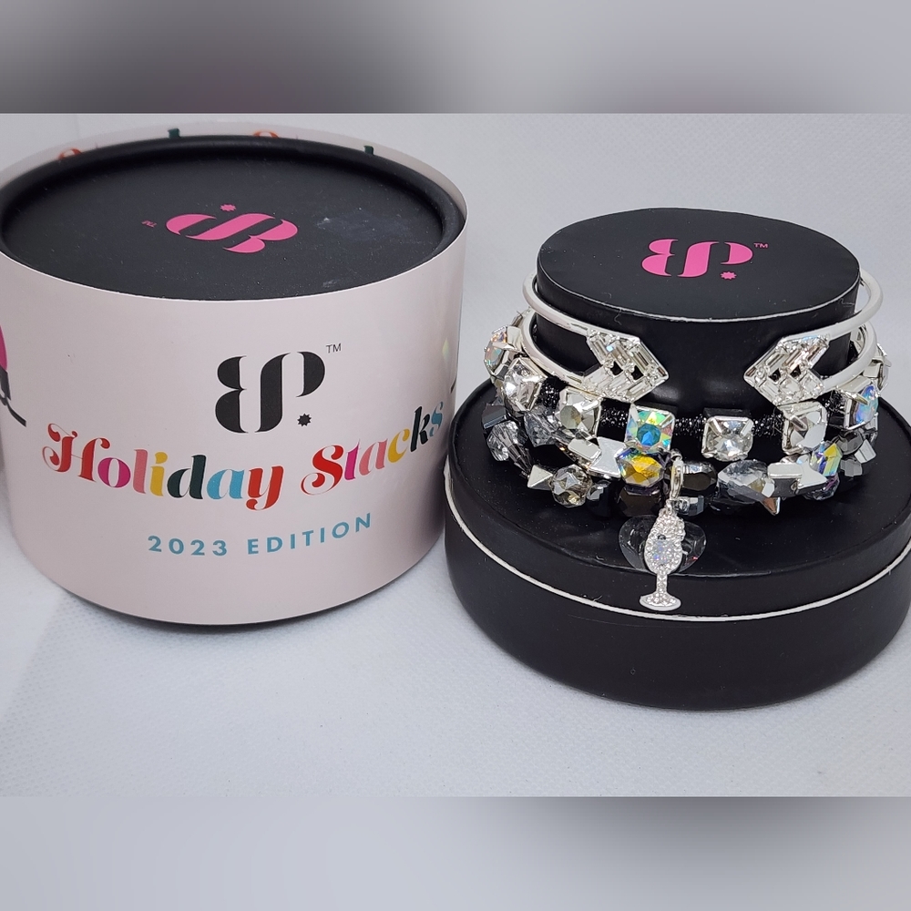 Bomb Party Holiday Bracelet Stack "Holiday Black Tie"